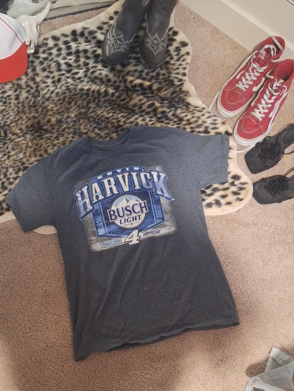 Nascar Harvick Busch Light Graphic Tee - Charcoal with Blue Print